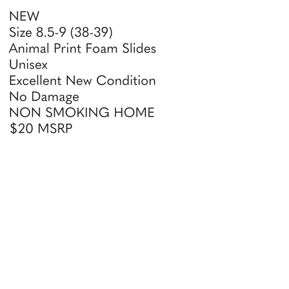 Sz 8.5-9 Animal Print Slides NEW, Foam Black, White, Yellow - Picture 13 of 13